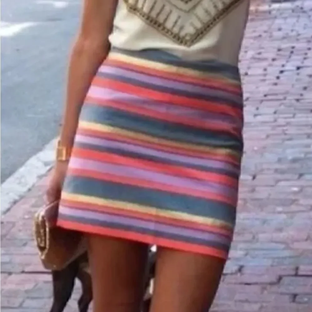 J CREW Striped Metallic Skirt